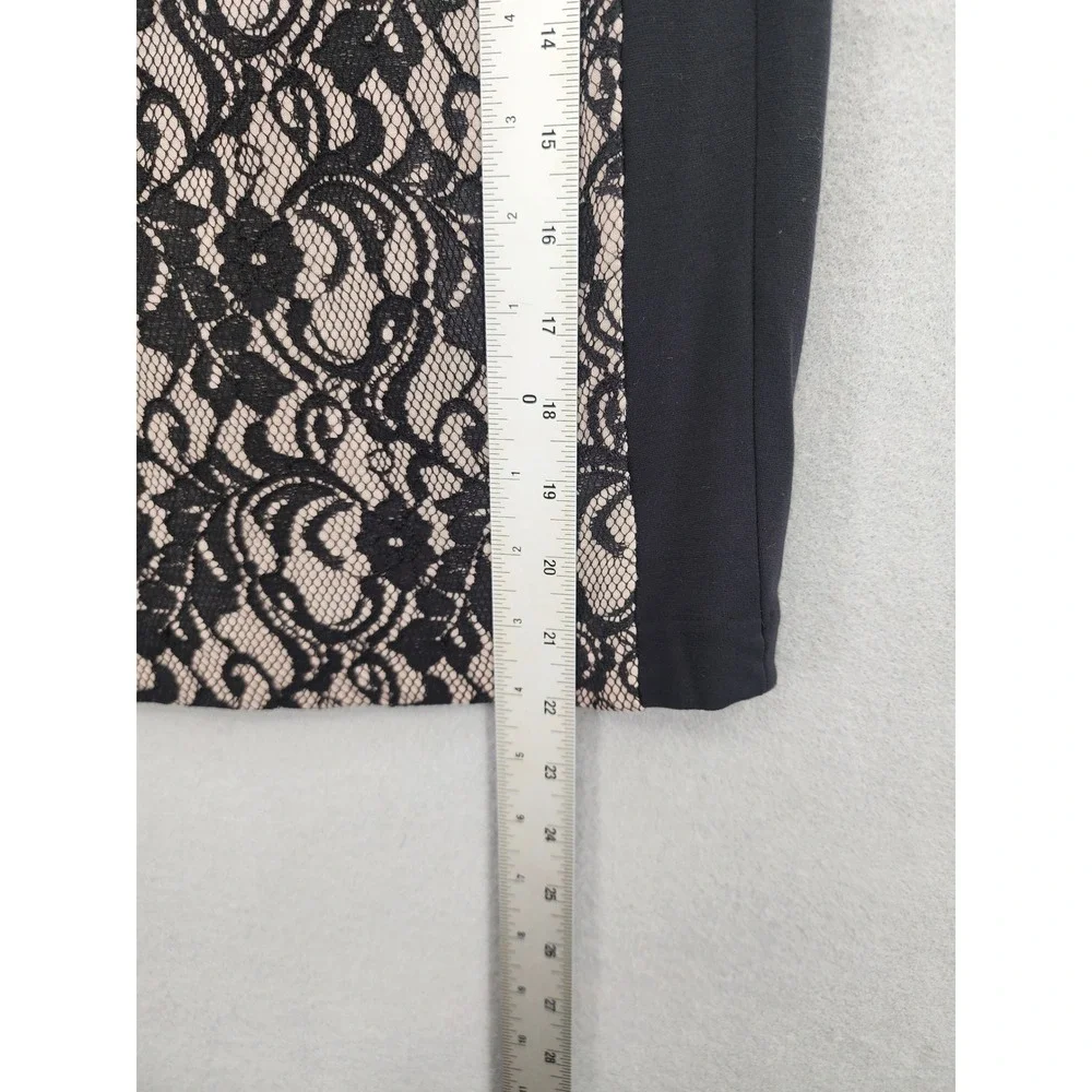 The Limited Black Lace Panel Pencil Skirt Size 8 Professional Workwear Chic 80s